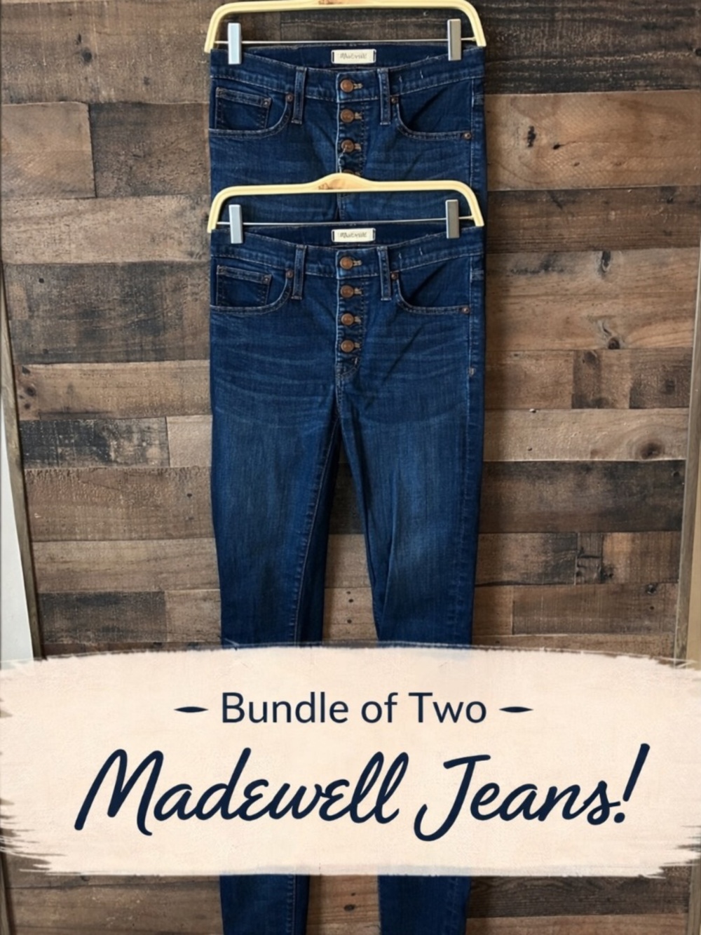 Madewell High Rise Skinny Jeans Button Fly Indigo Wash Size 26 Tall Bundle of 2